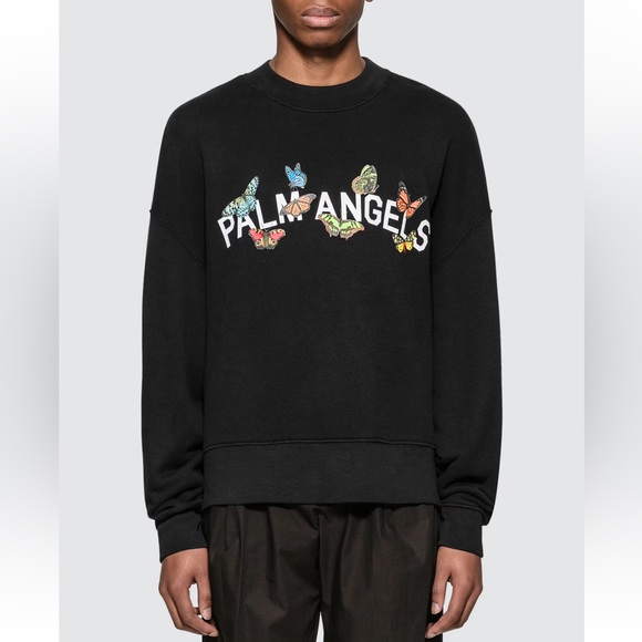 Palm Angels Butterfly College Sweatshirt Logo Size XXL 2XL Black - Picture 1 of 15